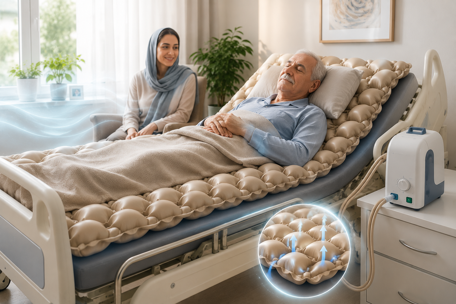 تشک مواج چیست؟ راهنمای جامع خرید، کاربرد، مزایا و نکات استفاده از تشک مواج برای بیماران بستری چگونه از زخم بستر جلوگیری کنیم؟ هر آنچه باید قبل از خرید تشک مواج بدانید