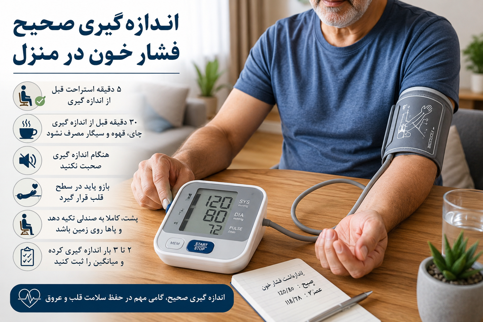 ۷ اشتباه رایج که باعث می‌شود فشار خون را اشتباه اندازه‌گیری کنید